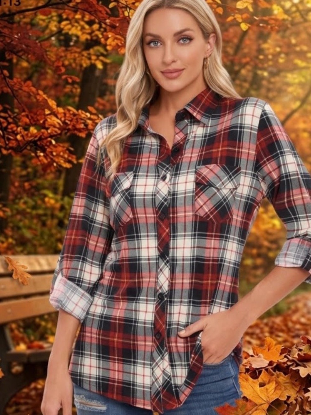 Oyamiki Rust Red Black White Plaid Boyfriend
Button Up Tunic Shirt XS Oversized